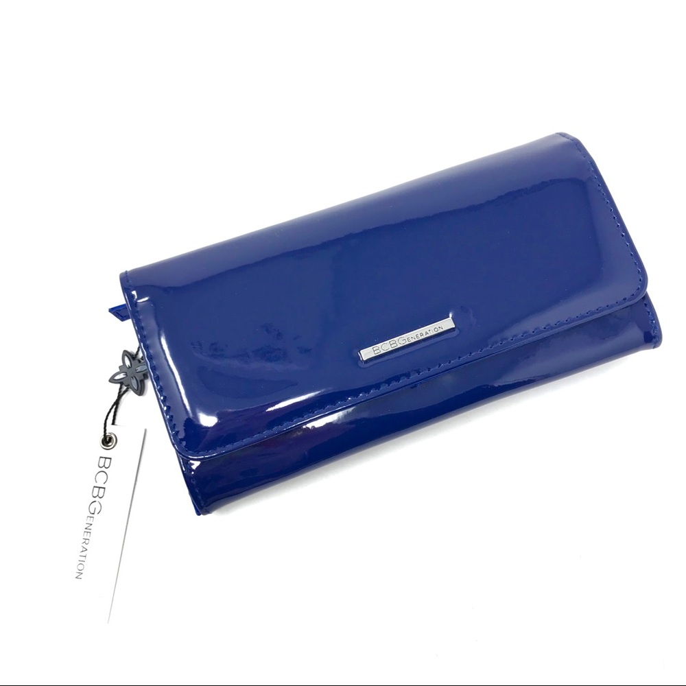 BCBGeneration Navy Shinny Plastic Wallet NWT $48